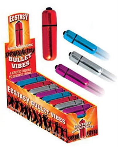 "Ecstasy Bullet Vibes Assorted Colors 36 Pcs Per Display HTP2191D"