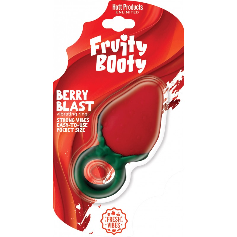 "Fruity Booty Berry Buzz Strawberry Vibe Ring Liquid Silicone Rechargeable HTP3763"