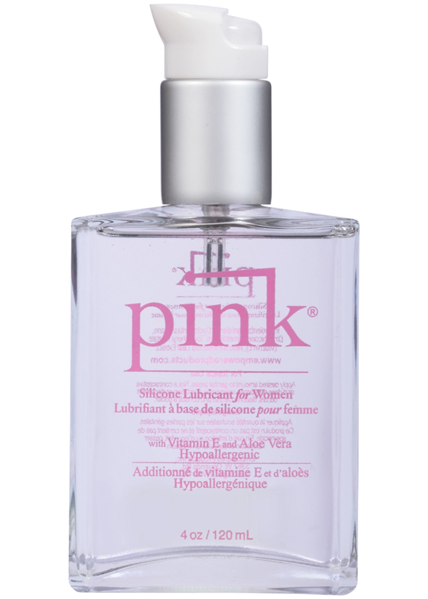 "Pink 4oz Glass Bottle Silicone Lubricant PK-G-4"