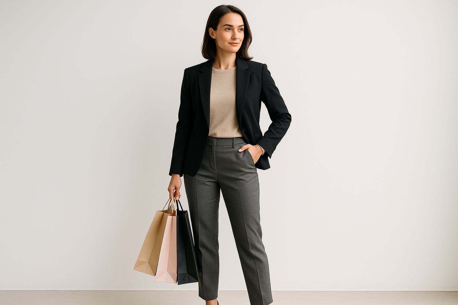 Add on items for extra value - woman with shopping bags