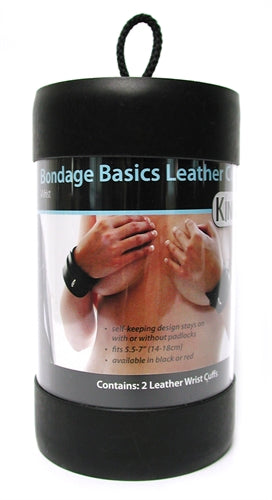 "Bondage Basics Black Leather Wrist Cuffs KL-161B"