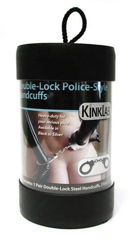 "Double-Lock Police-Style Handcuffs Black KL-079B"