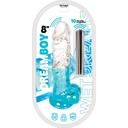 "Dream Boy 8 - Jelly Vibrator Wet Dreams - Clear Aqua HTP3771"