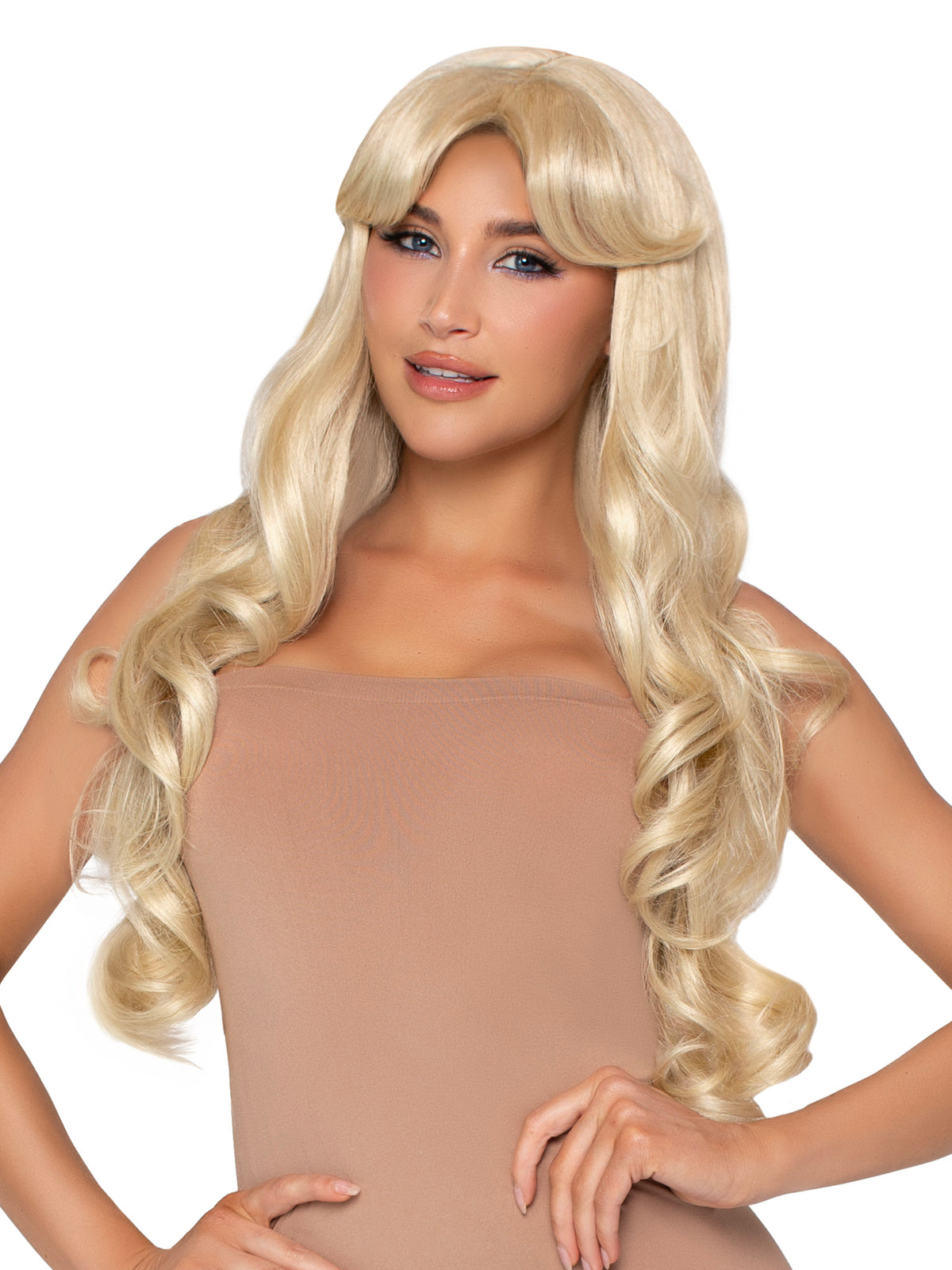 "25 Curtain Bang Wavy Wig Blonde LA-A2723"