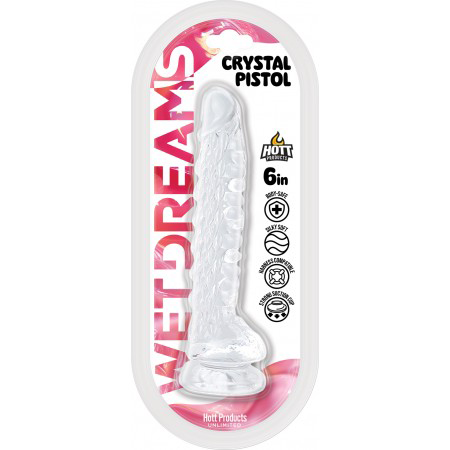 "Wet Dreams Crystal Pistol 6 Suction Cup Dildo - Clear HTP3784"
