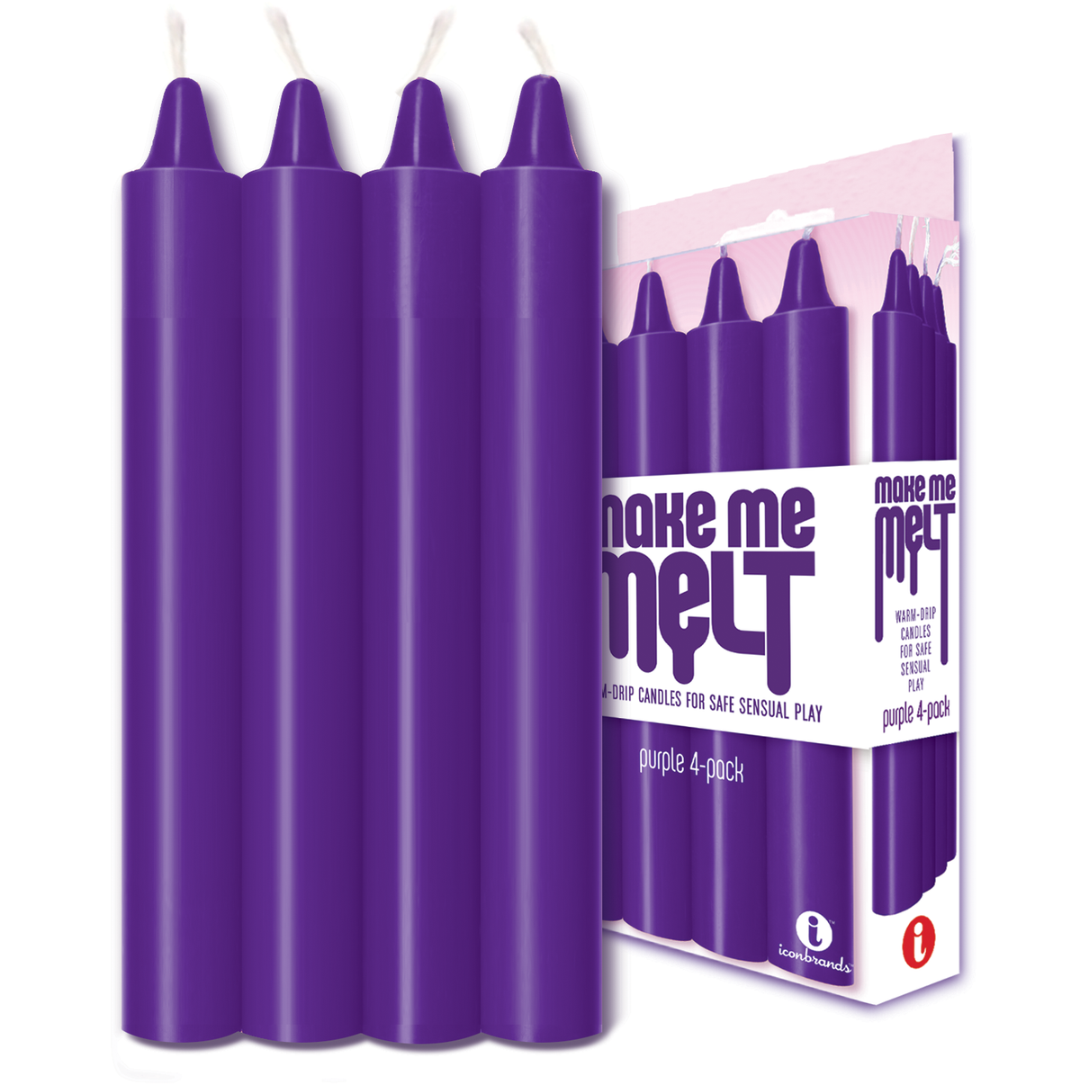 "Make Me Melt Sensual Warm-Drip Candles 4pk Purple IC2200"