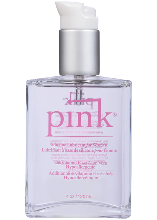 "Pink 4oz Glass Bottle Silicone Lubricant PK-G-4"